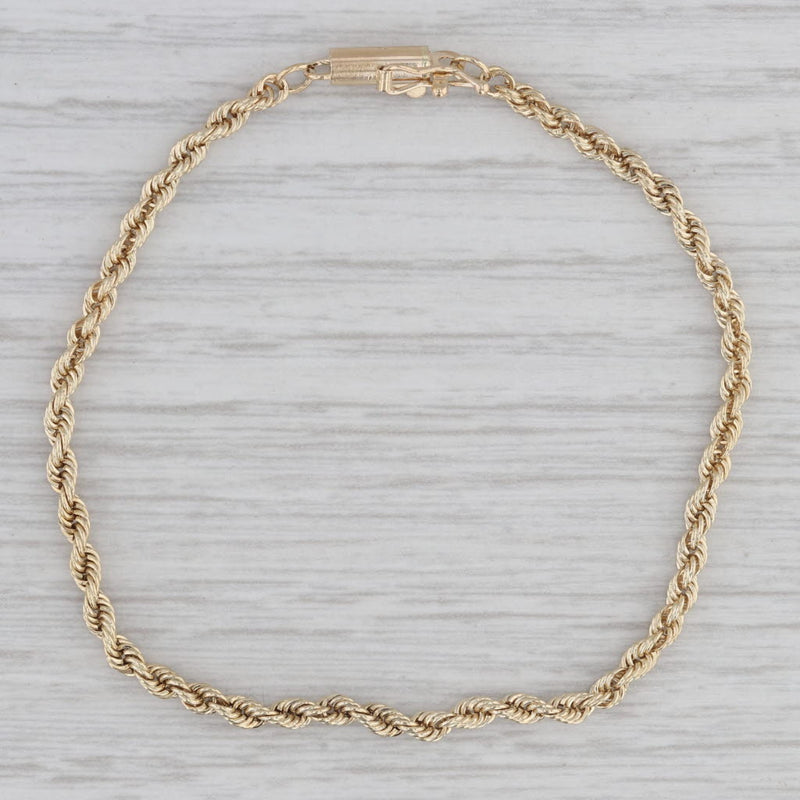 Gray Rope Chain Bracelet 14k Yellow Gold 6.5" 2.5mm