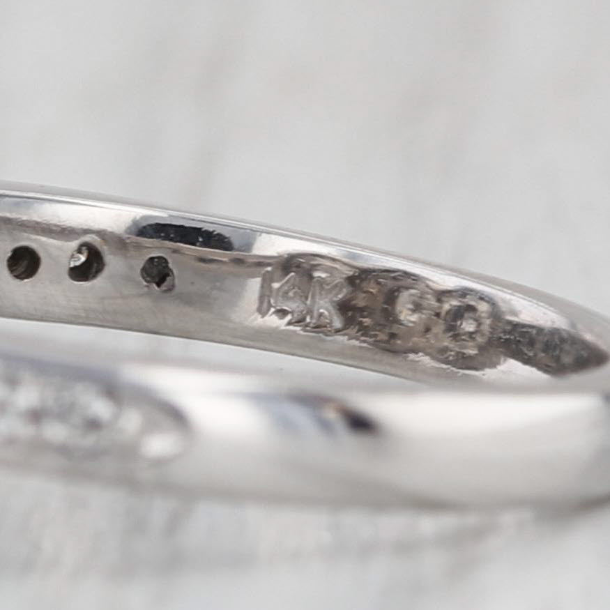 1.10ctw Diamond Halo 3-Stone Ring 14k White Gold Size 6.75 Engagement