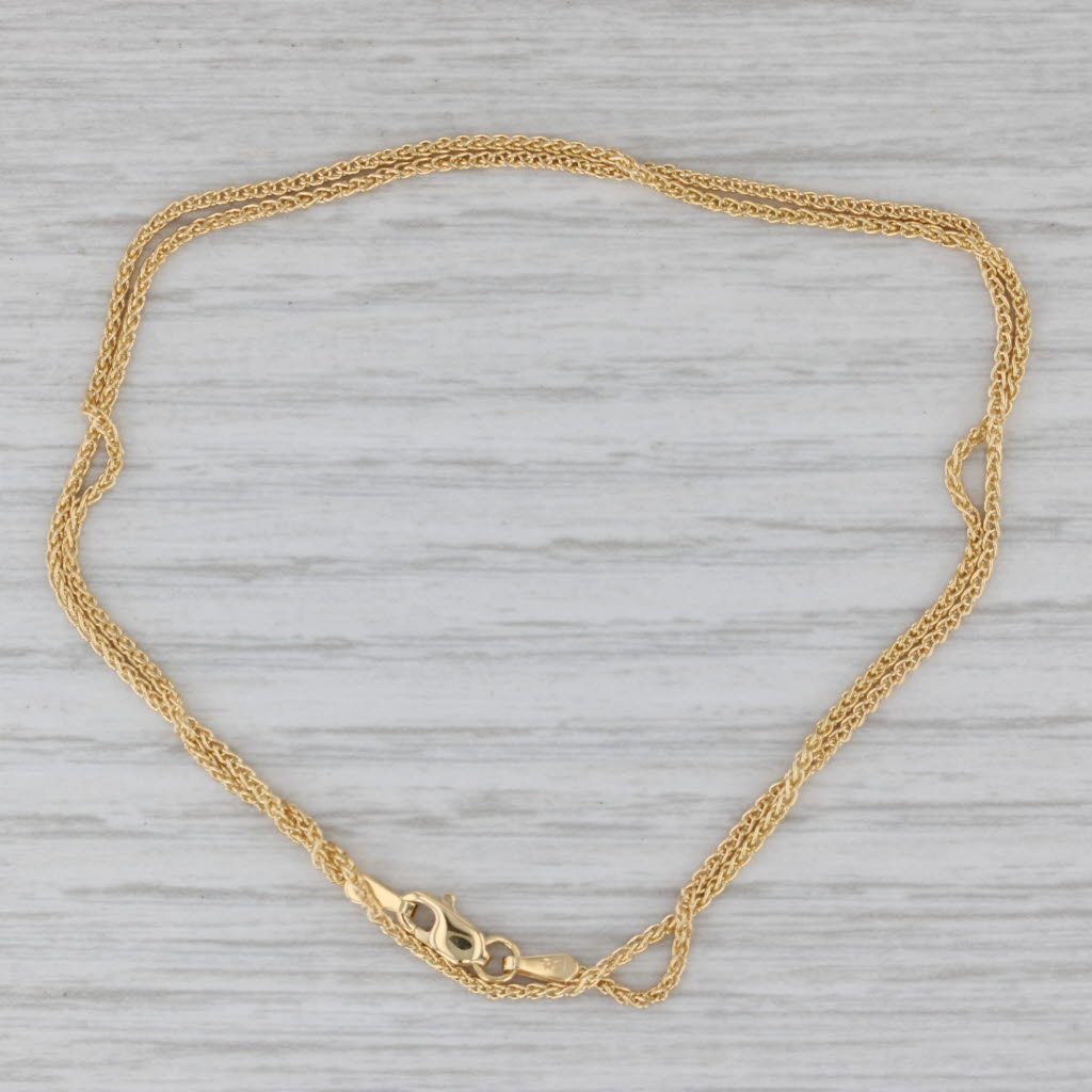 New Wheat Chain Necklace 14k Yellow Gold 18" 1.2mm