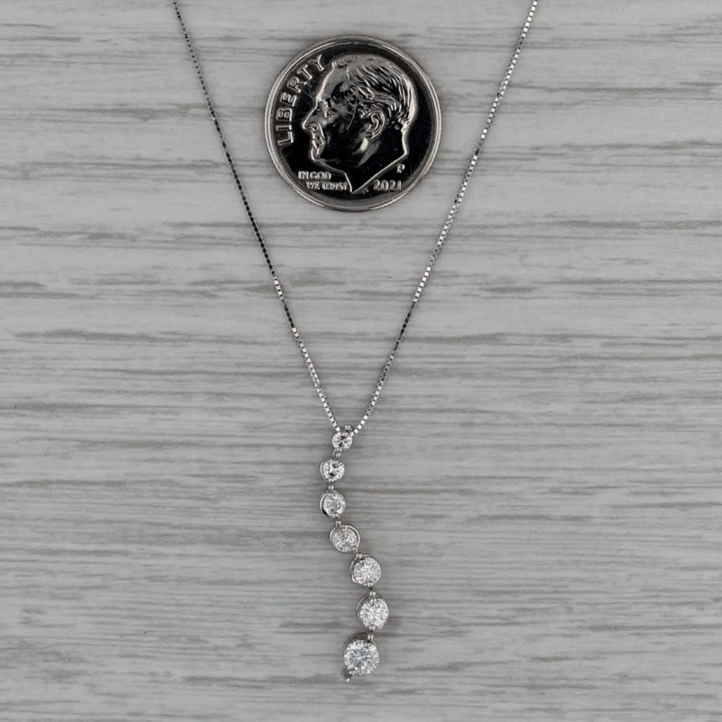 0.50ctw Graduated Diamond Journey Pendant Necklace 14k White Gold 18" Box Chain