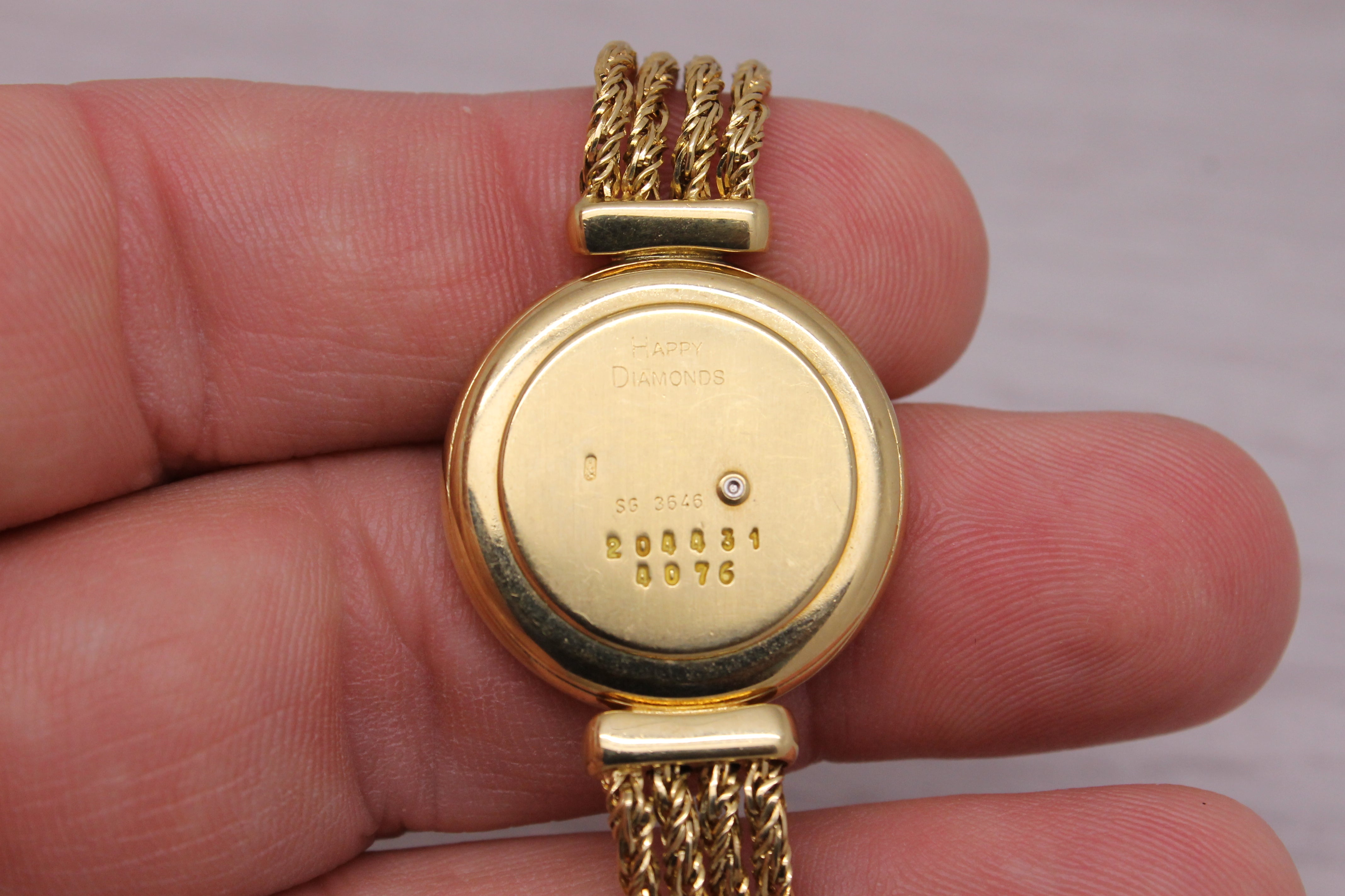 Chopard Happy Diamonds Ladies 24mm 18k Yellow Gold Quartz 4 Row Bracelet Watch