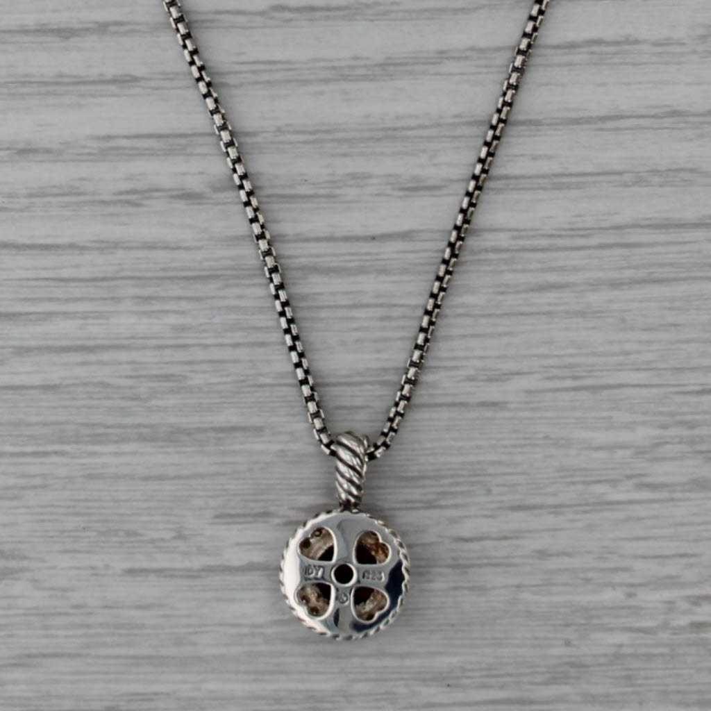 David Yurman Cerise 2061ctw Garnet Diamond Pendant Necklace Sterling Silver 17"