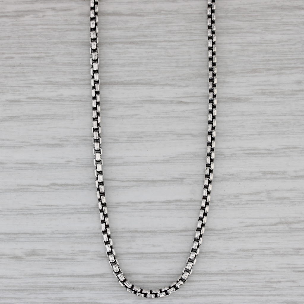 Gray David Yurman Box Chain Necklace Sterling Silver 14k Gold 18" 2.5mm