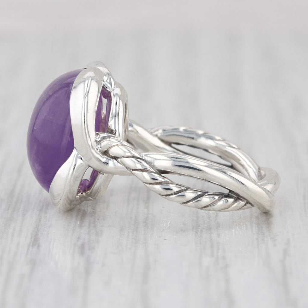 David Yurman Continuance 14mm Amethyst Round Cabochon Ring Sterling Silver