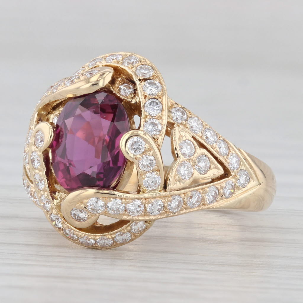 Light Gray 3.18ctw Ruby Diamond Ring 18k Yellow Gold Size 6.5 Cocktail GIA