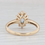 Marquise Blue Topaz Diamond Halo Ring 14k Yellow Gold Size 6.5 Engagement