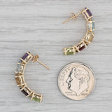 4.72ctw Gemstone Journey Earrings 10k Gold Amethyst Topaz Citrine Garnet Peridot