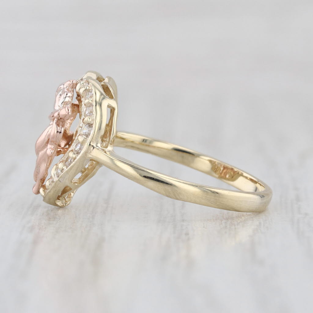 0.30ctw Cubic Zirconia Heart Cupid Ring 10k Yellow Rose Gold Size 6.75