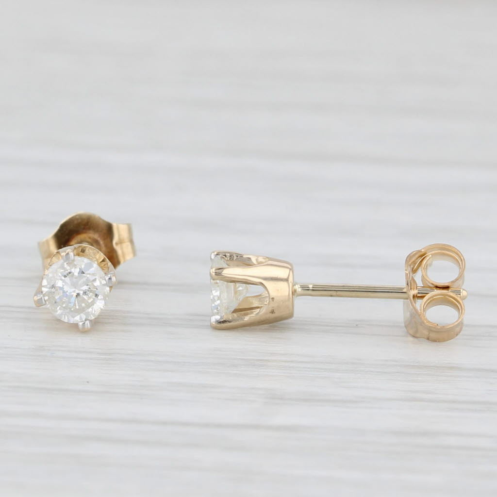 Light Gray 0.40ctw Diamond Stud Earrings 14k Yellow Gold Round Solitaire Studs