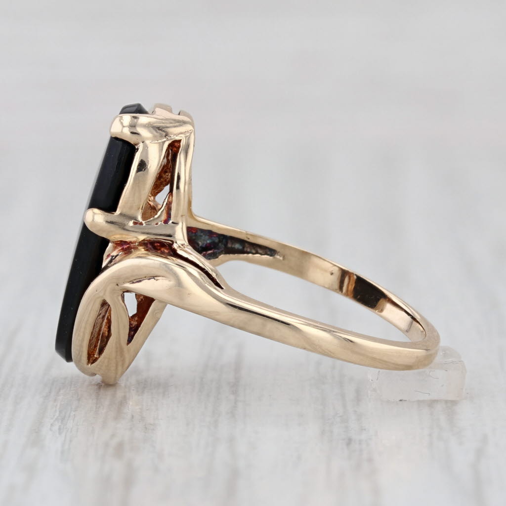 Onyx Oval Solitaire Ring 10k Yellow Gold Size 7 Bypass