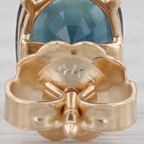 2ctw Oval Blue Sapphire Stud Earrings 14k Yellow Gold Solitaire Studs