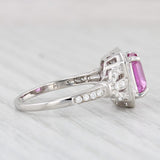 Light Gray New 2.26ctw Pink Sapphire Diamond Halo Ring 14k White Gold Size 7