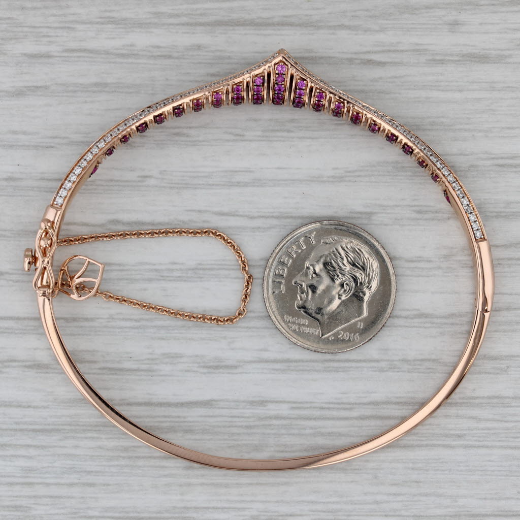 Dark Gray Le Vian 1.63ctw Ruby Diamond Contoured Bangle Bracelet 18k Rose Gold 6.25"