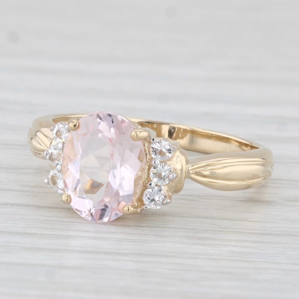 Light Gray 1.82ctw Pink Morganite Topaz Ring 14k Yellow Gold Size 7