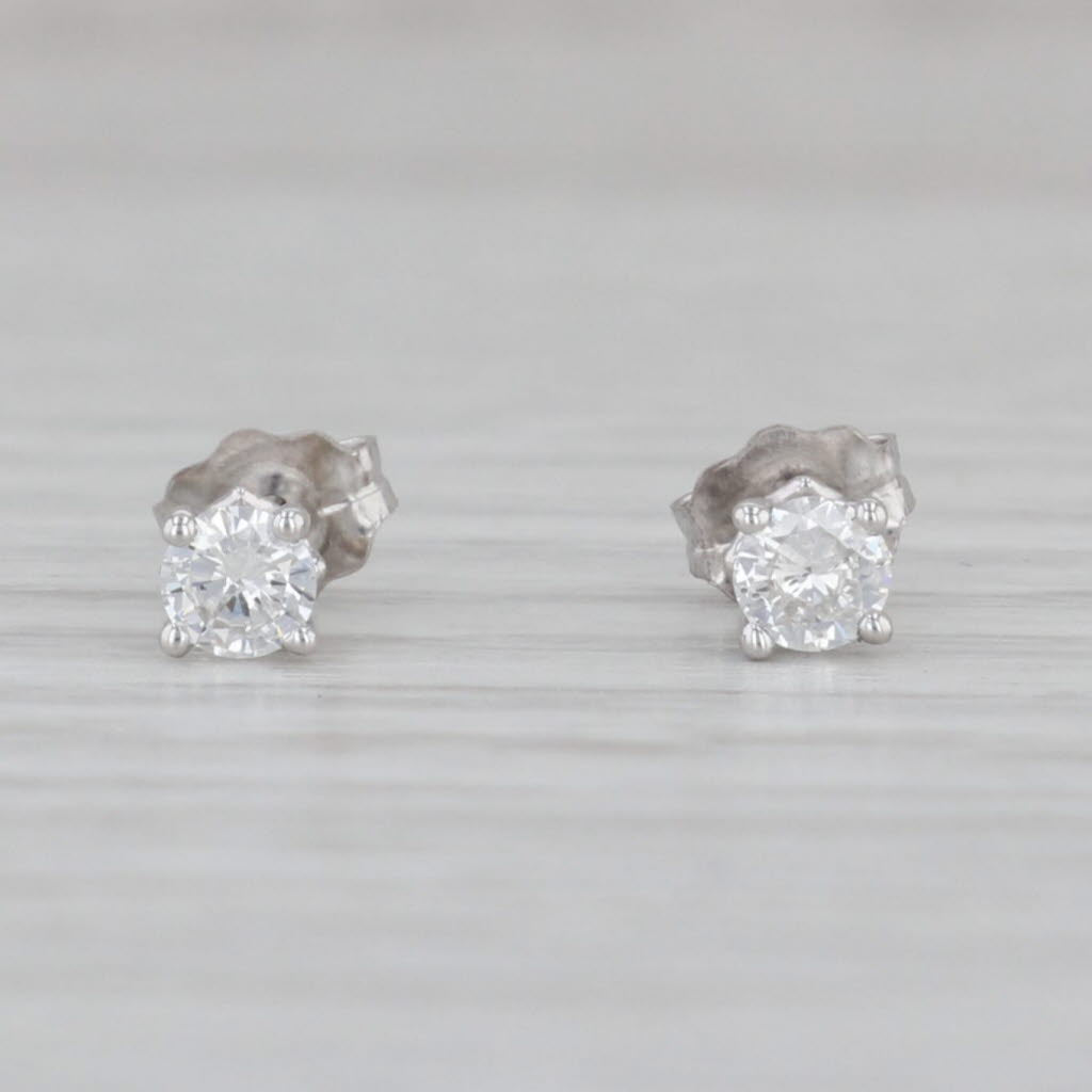 Gray New 0.26ctw Diamond Stud Earrings 14k White Gold Round Solitaires