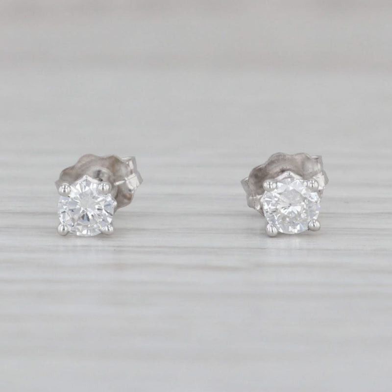 Gray New 0.26ctw Diamond Stud Earrings 14k White Gold Round Solitaires