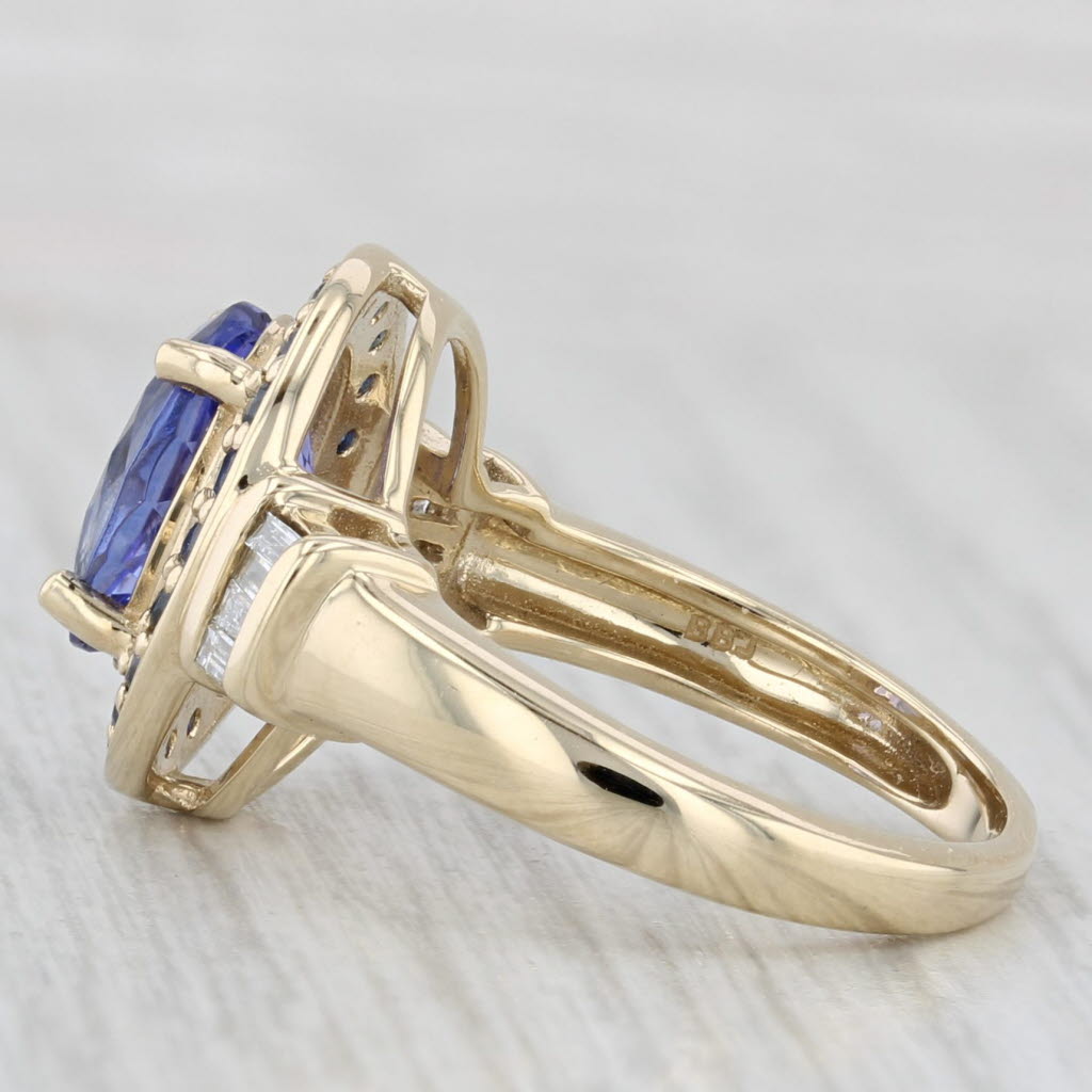 Light Gray 2.52ctw Purple Tanzanite Blue Sapphire Halo Diamond Ring 10k Yellow Gold Size 5