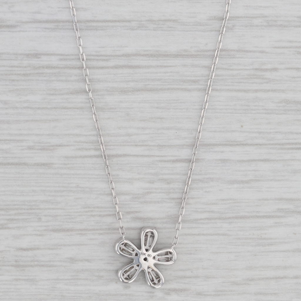 Gray New 0.25ctw Diamond Flower Pendant Necklace 10k White Gold Adjustable Chain