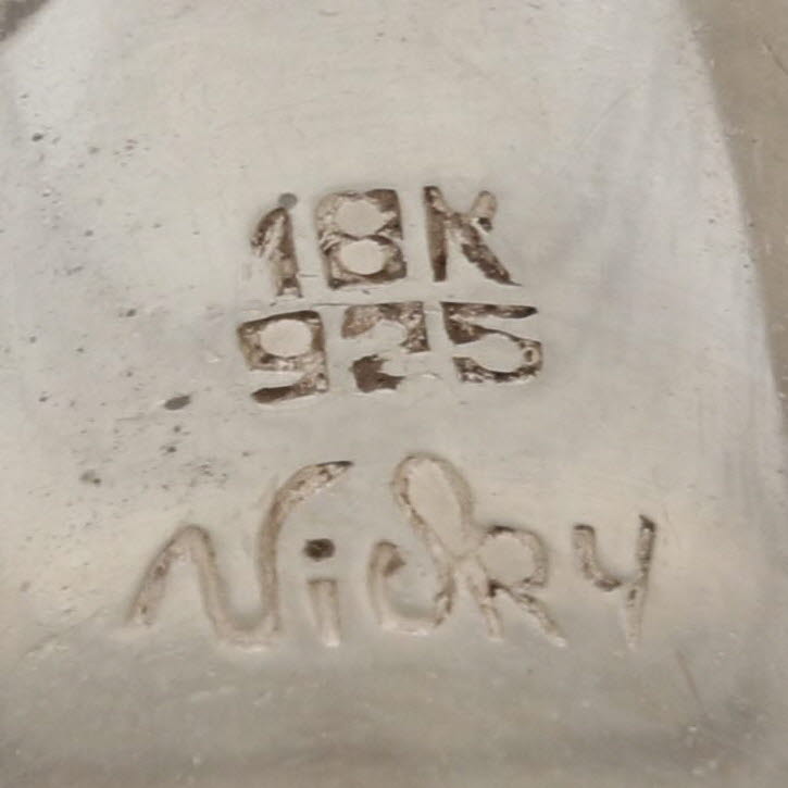 Vintage Glass Eyed Fish Ring Sterling Silver 18k Gold Adjustable Size 5