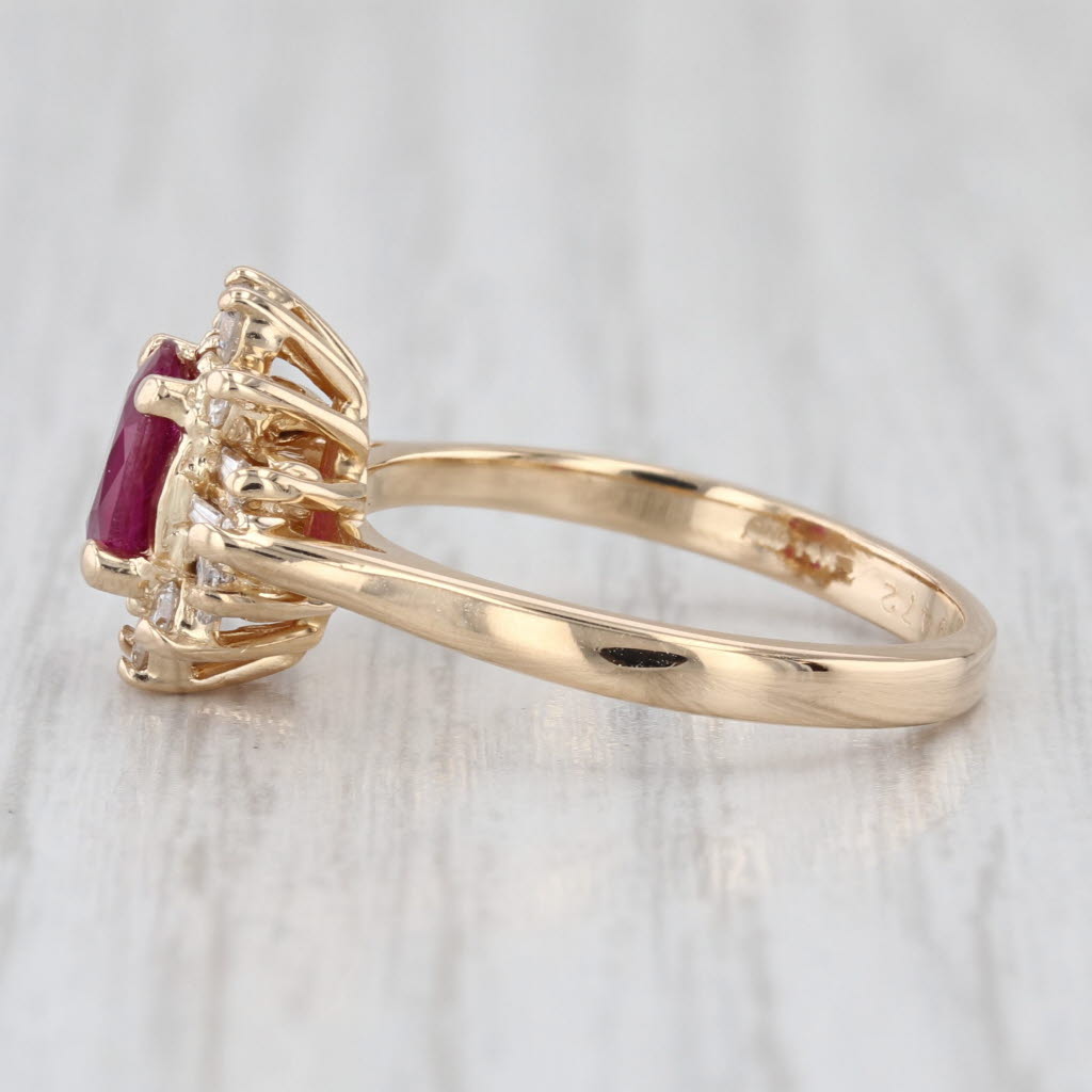 1.40ctw Ruby Diamond Halo Ring 14k Yellow Gold Size 6.75