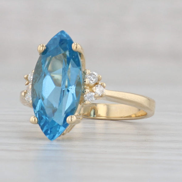 Gray 3.60ctw Marquise Blue Topaz Diamond Ring 14k Yellow Gold Size 6.25