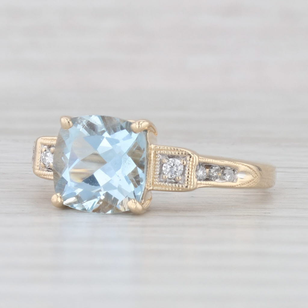 Light Gray 1.72ctw Aquamarine Diamond Ring 14k Yellow Gold Size 7.25