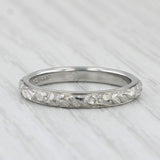Light Gray Art Deco Floral Women's Wedding Band 18k White Gold Size 6.5 Stackable Ring