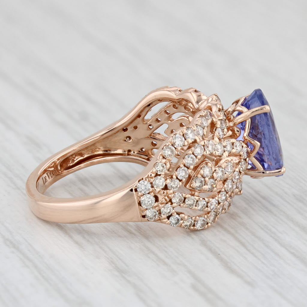 Light Gray Le Vian 2.60ctw Tanzanite Diamond Ring 14k Rose Gold Size 7 Cocktail Engagement