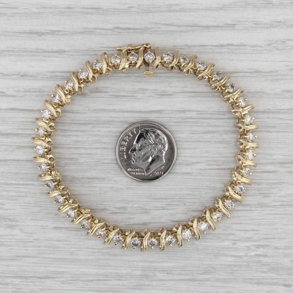 3.45ctw Diamond Tennis Bracelet 14k Yellow Gold 7" 6.7mm