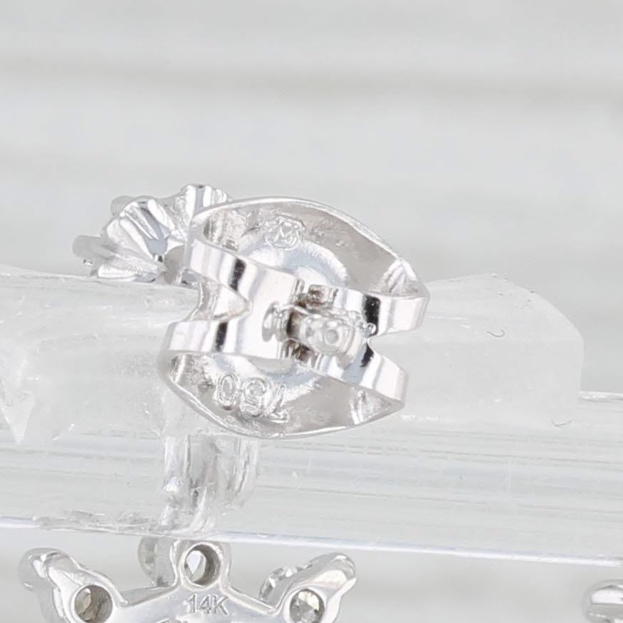 Light Gray 0.58ctw Diamond Snowflake Flower Dangle 14k White Gold