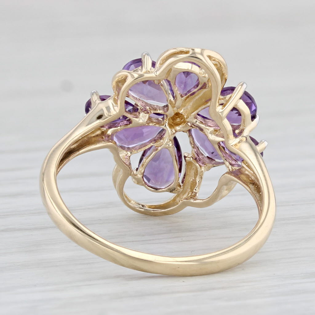 Light Gray 2.35ctw Amethyst Flower Cluster Ring 14k Yellow Gold Size 8.25