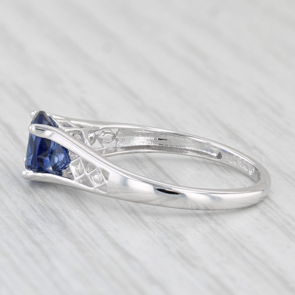 Light Gray 1.19ctw Lab Created Blue Sapphire Diamond Ring 10k White Gold Sz 6.75 Engagement