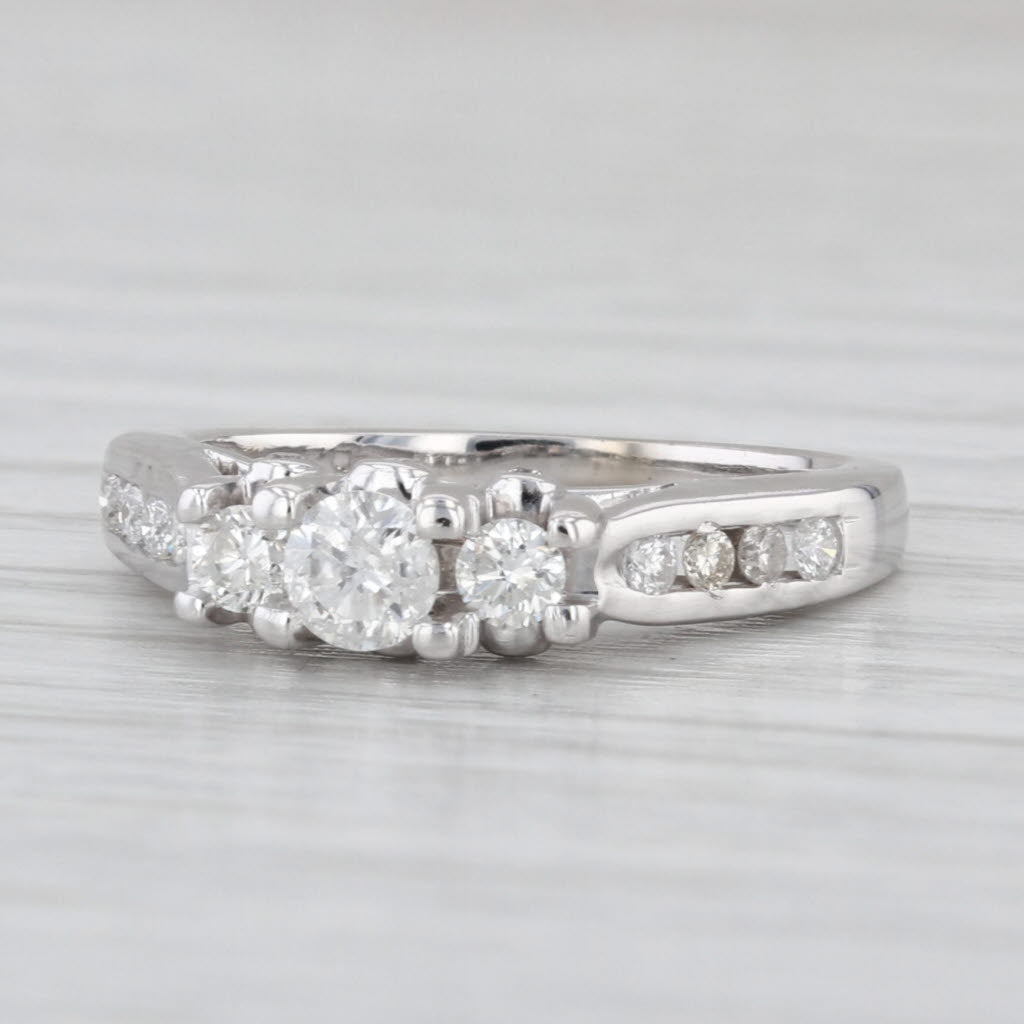 0.38ctw Diamond 3-Stone Engagement Ring 14k White Gold Size 4.5 Cathedral Band