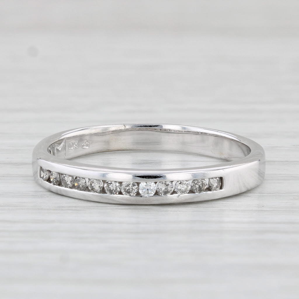 Light Gray 0.18ctw Diamond Wedding Band 10k White Gold Size 10.25 Stackable Ring