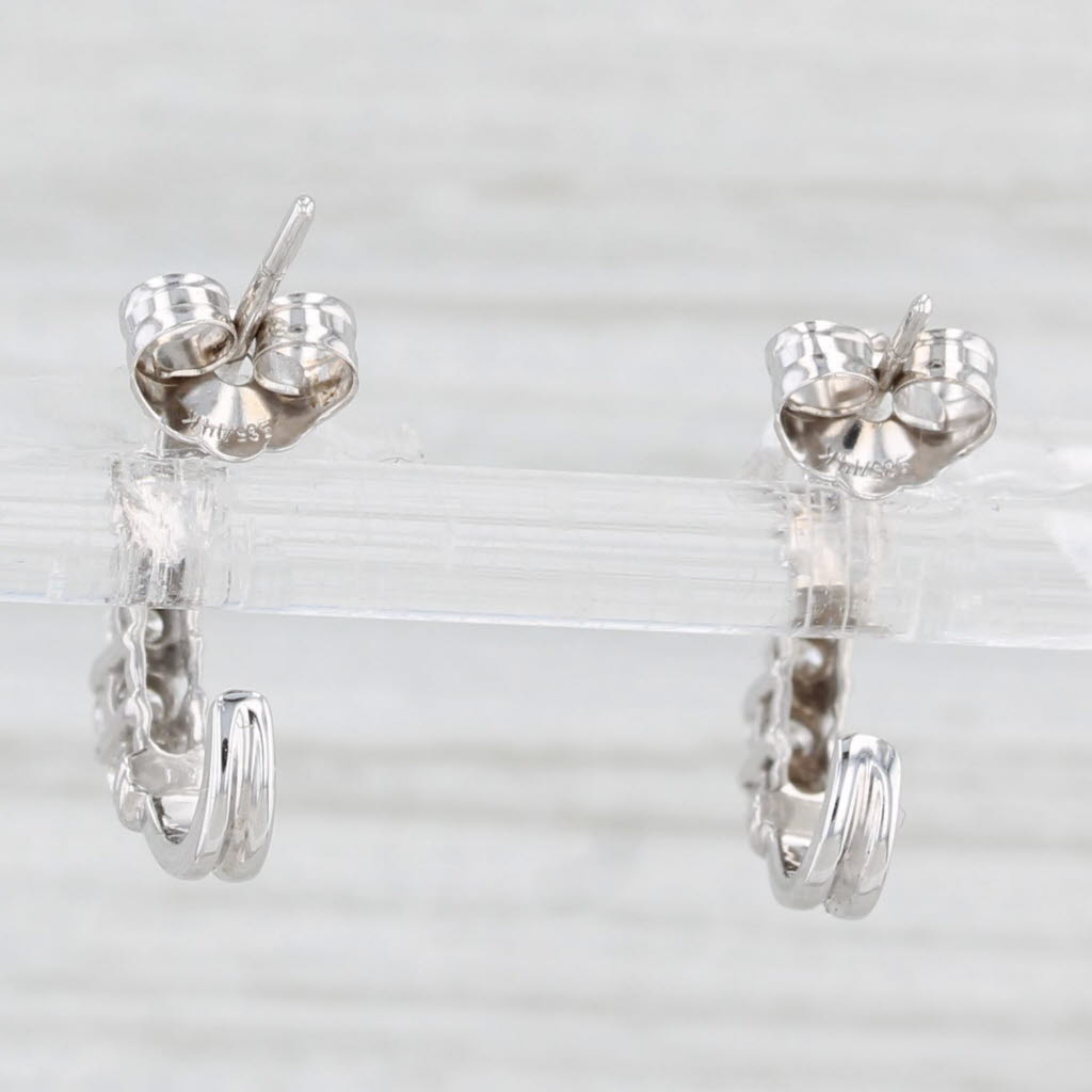 Light Gray 0.23ctw 3-Stone Diamond J-Hook Earrings 14k White Gold Drops