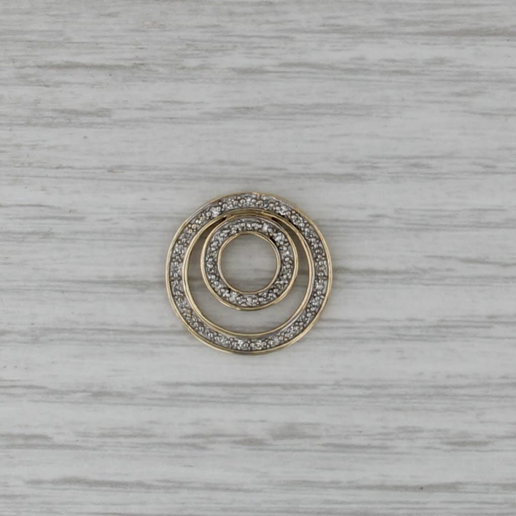 0.81ctw Diamond Eternity Circles Pendant 10k Yellow Gold Floating Drop