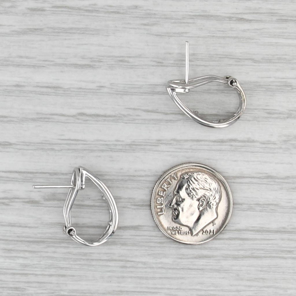 0.48ctw Diamond J-Hook Earrings 14k White Gold Omega Back Pierced Drops