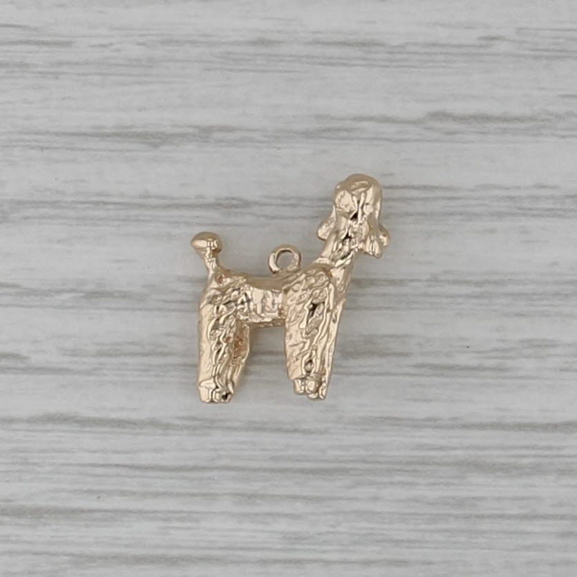 Small Poodle Charm 14k Yellow Gold 3D Dog Pendant