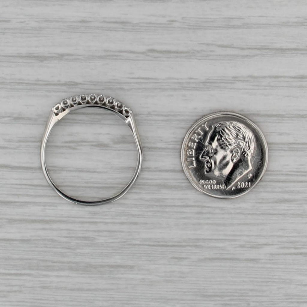 Vintage 0.10ctw Diamond Wedding Band 14k White Gold Stackable Ring Size 8.75