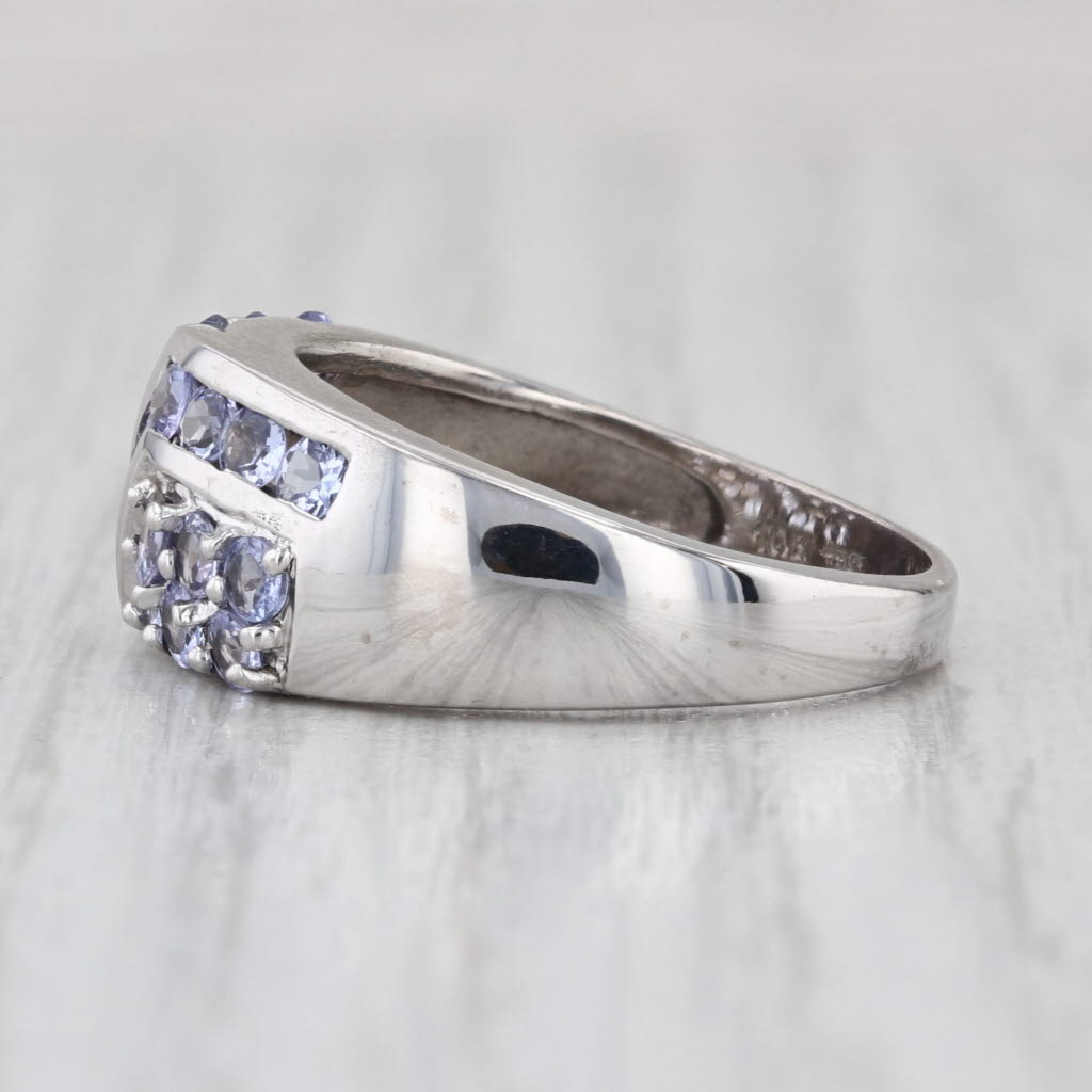 1.30ctw Tanzanite Cluster Ring 10k White Gold Size 8