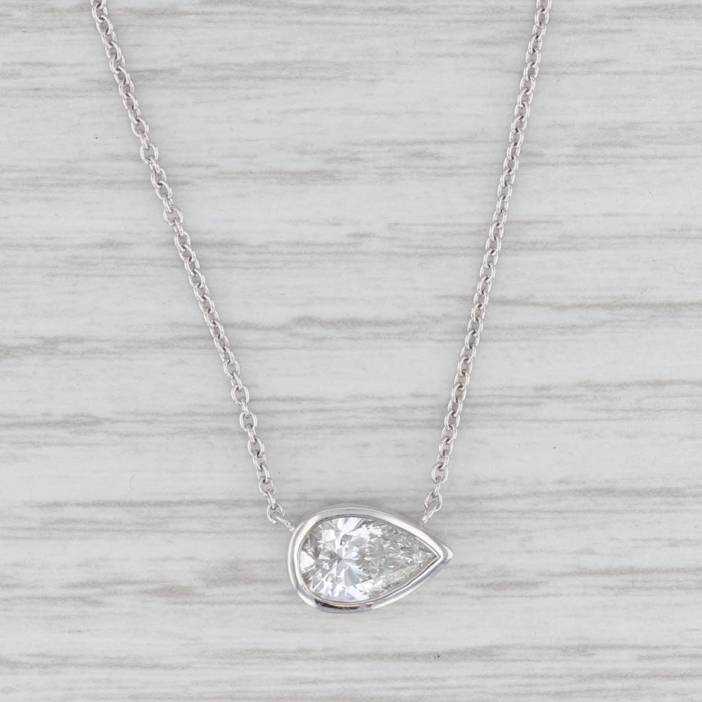 New Lab Grown Diamond Pendant Necklace 14k Gold 16" 18" 1.51ct Pear E VS1 IGI