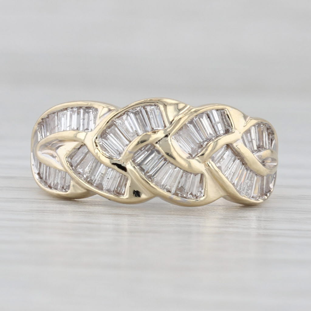 1ctw Diamond Woven Knot Work Ring 14k Yellow Gold Size 7.25