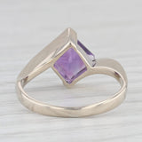 1ct Princess Amethyst Solitaire Ring 14k White Gold Size 5.5