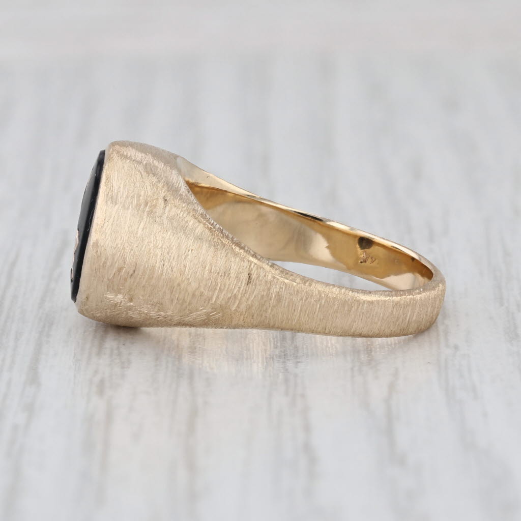 Onyx Masonic Signet Ring 14k Yellow Gold Size 10 Blue Lodge Square Compass
