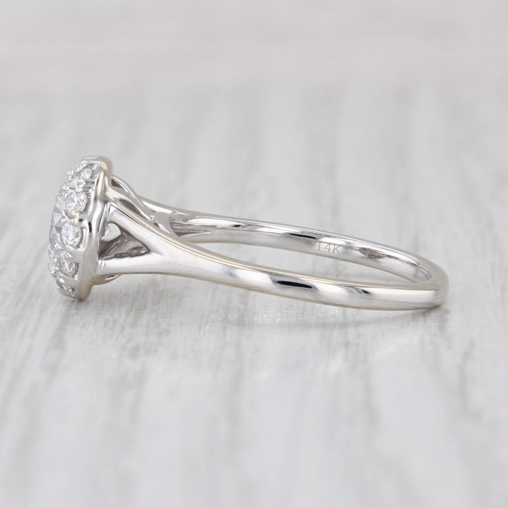 1.32ctw Round Lab Grown Diamond Halo Engagement Ring 14k White Gold Size 7