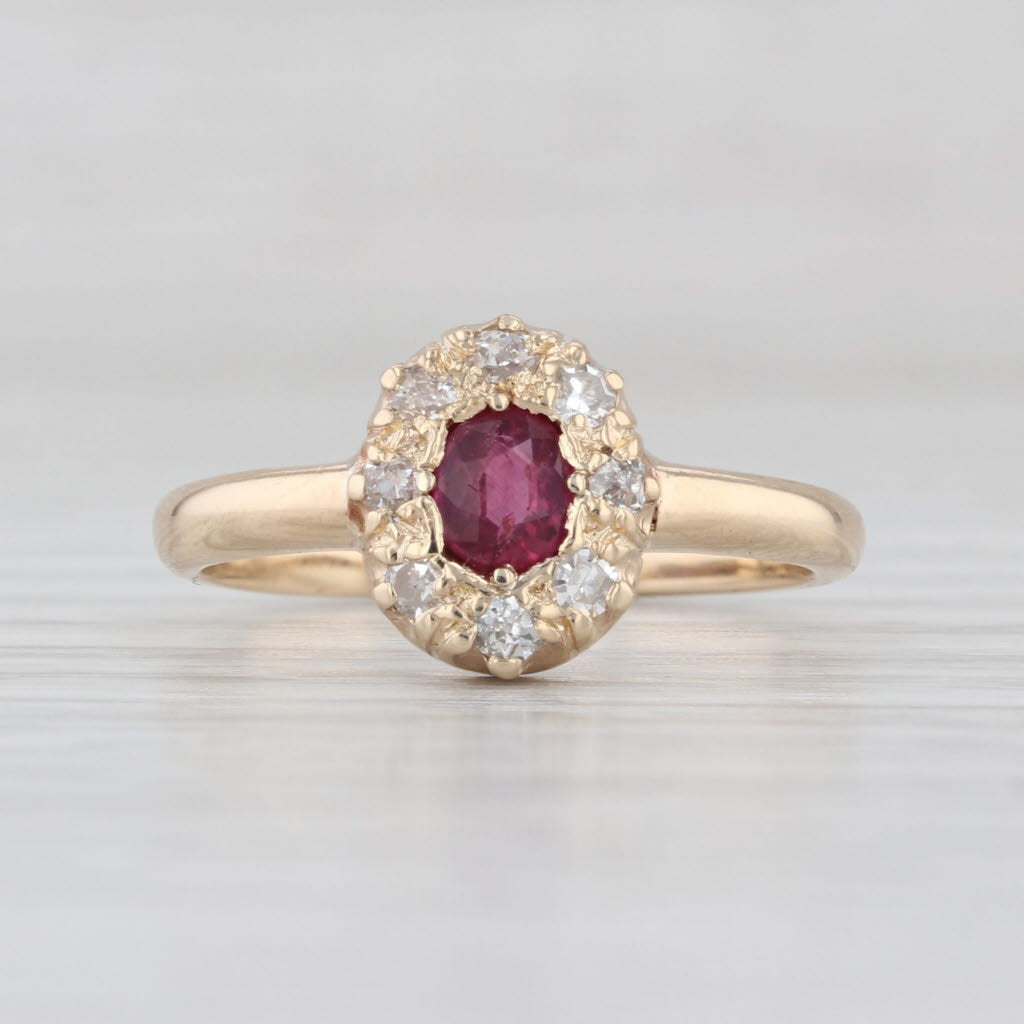 0.49ctw Ruby Diamond Halo Ring 14k Yellow Gold Size 6