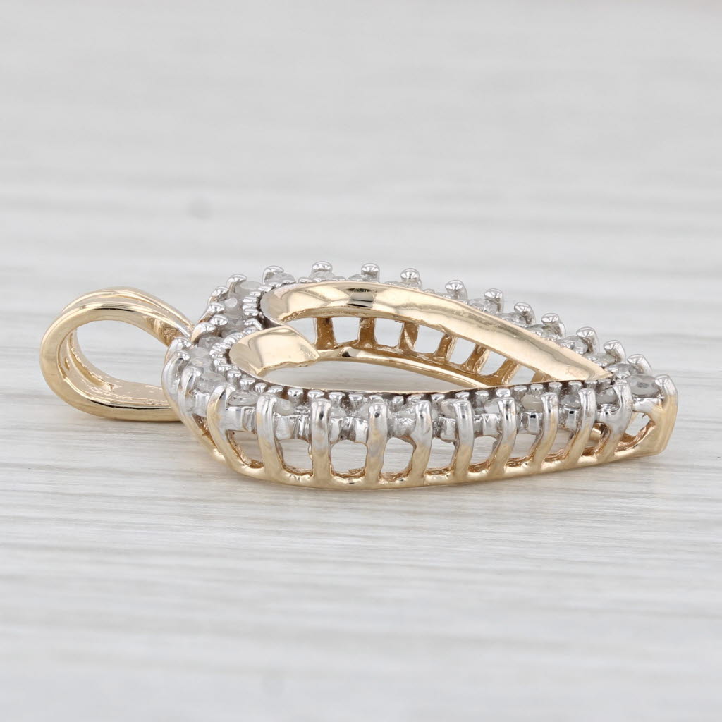 Light Gray 0.25ctw Diamond Halo Open Heart Pendant 10k Yellow Gold