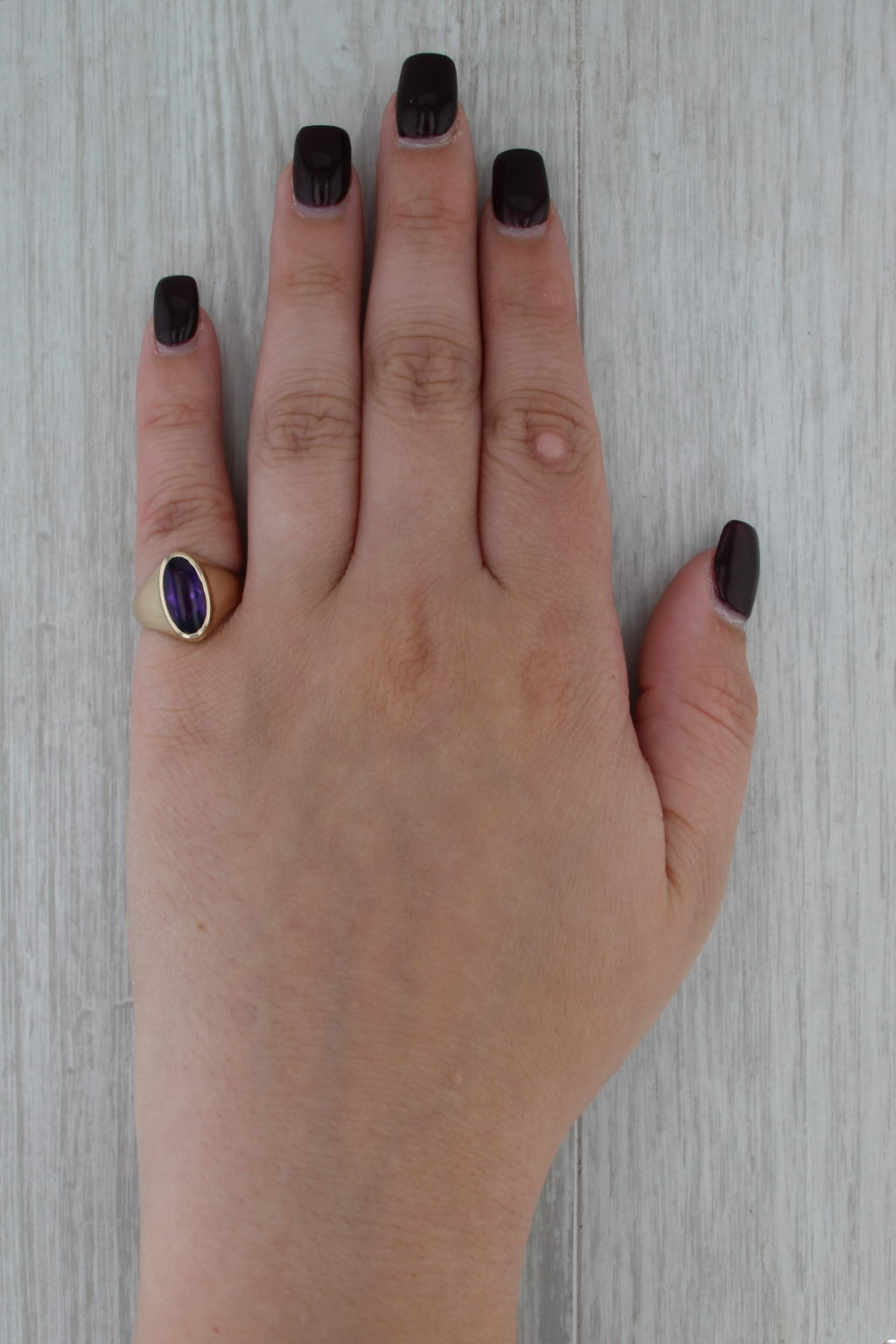2.50ct Oval Amethyst Bezel Set Solitaire Ring 10k Yellow Gold Size 5