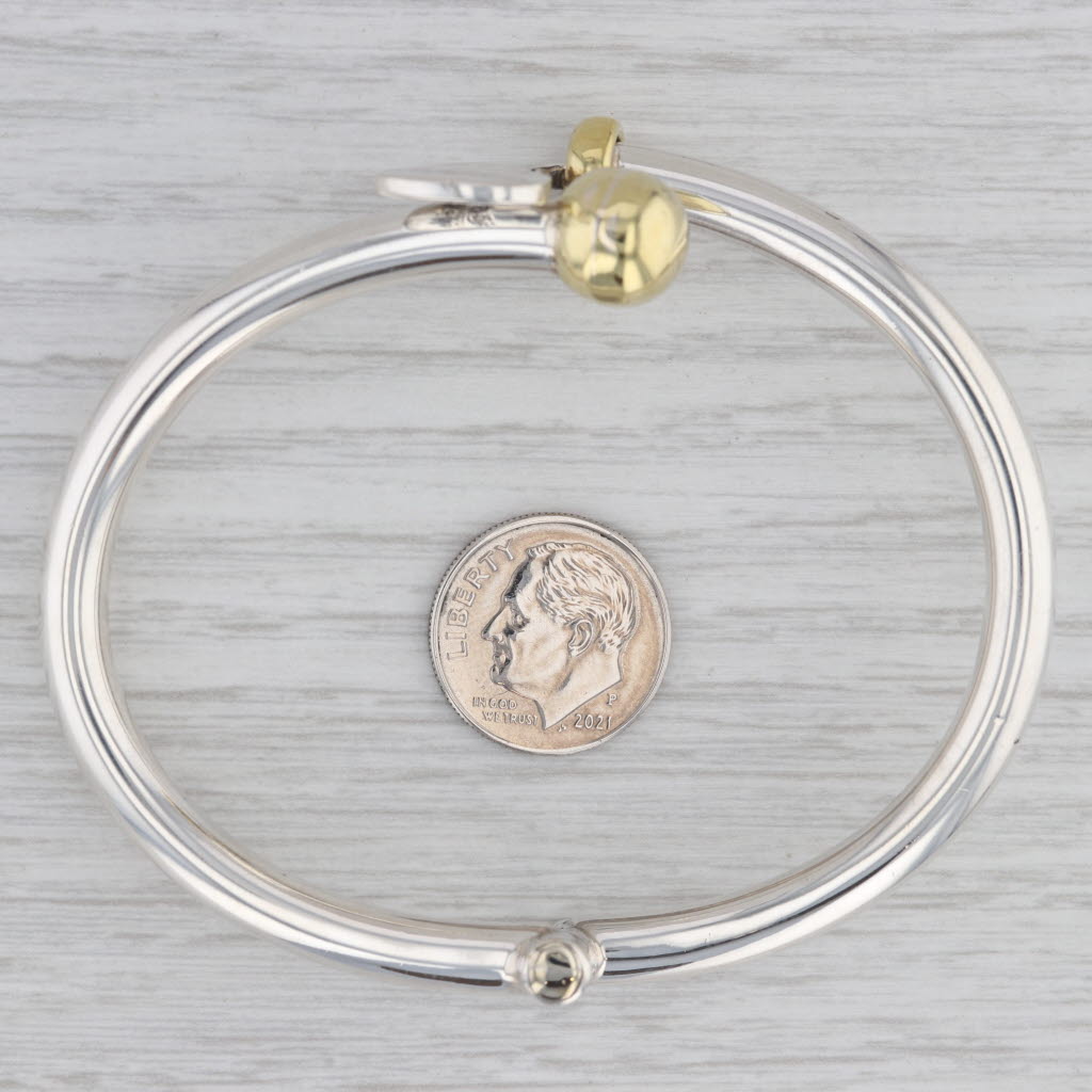 Gray Navika Golf Club Ball Bangle Bracelet Sterling Silver Gold Toned Statement