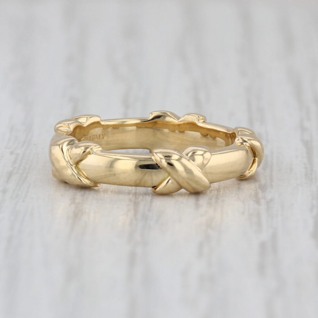 Tiffany & CO Classic Crossover X Ring w/ Box Pouch 18k Gold Size 6.25 Band
